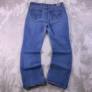 Levis 525 Perfect Waist Bootcut Jeans Womens 32x29 Blue Denim Distressed